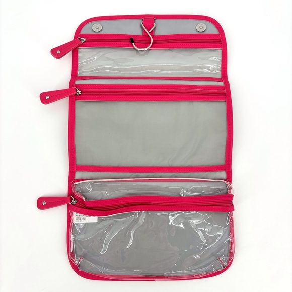 Kenneth Cole Reaction Patent Vinyl Houndstooth Clutch Small Hanging Travel Bag - Picture 3 of 12